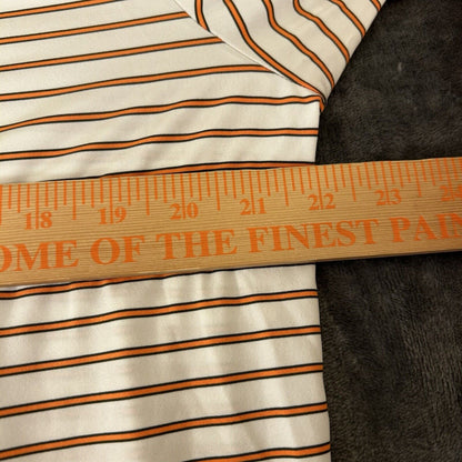 RLX Ralph Lauren Polo Shirt Mens Large White Orange Striped Short Sleeve Golf