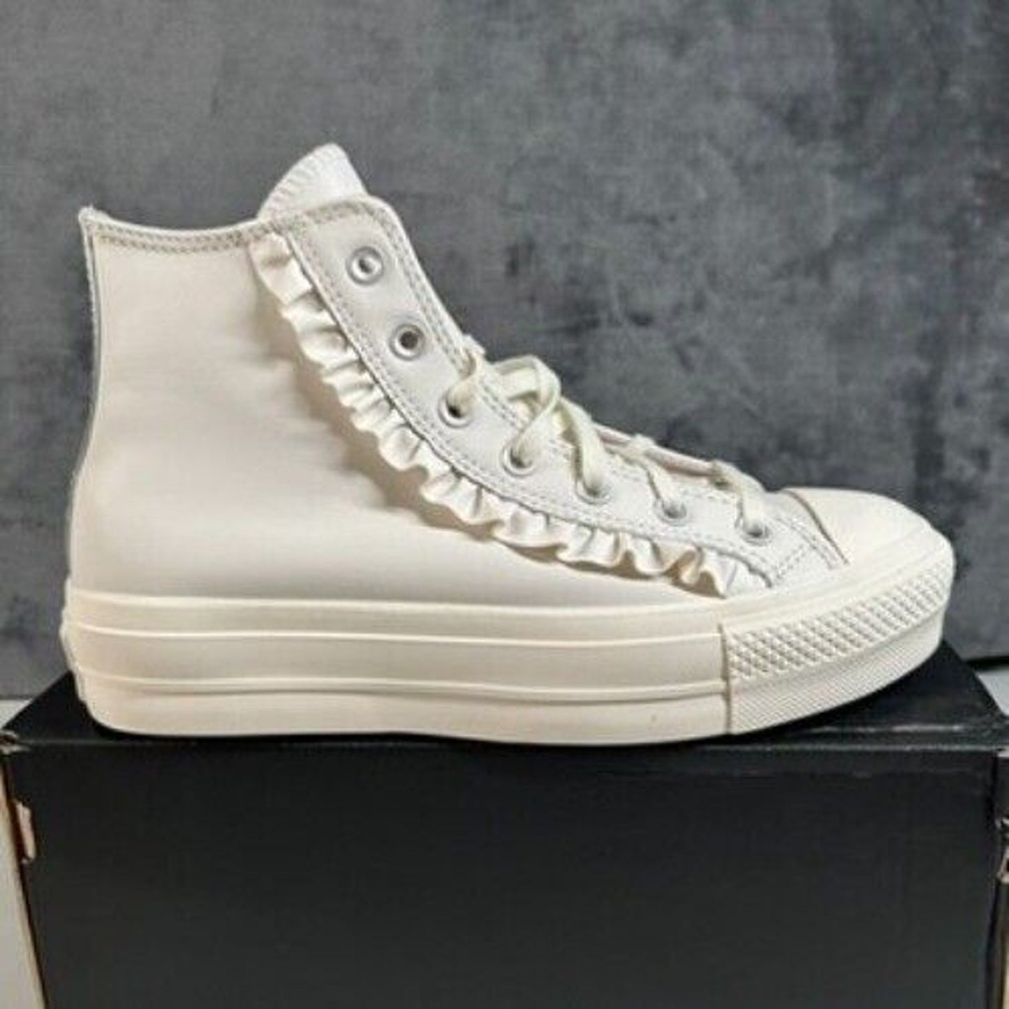 Converse All Star Lift Ruffle High Top Platform Sneakers Shoes White Womens 9