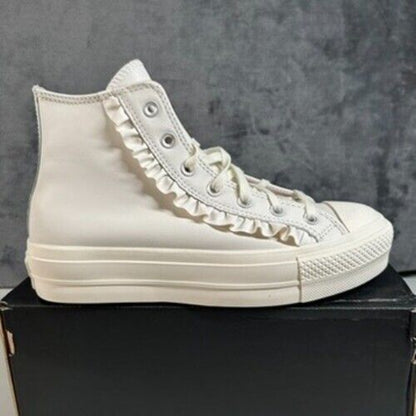 Converse All Star Lift Ruffle High Top Platform Sneakers Shoes White Womens 9