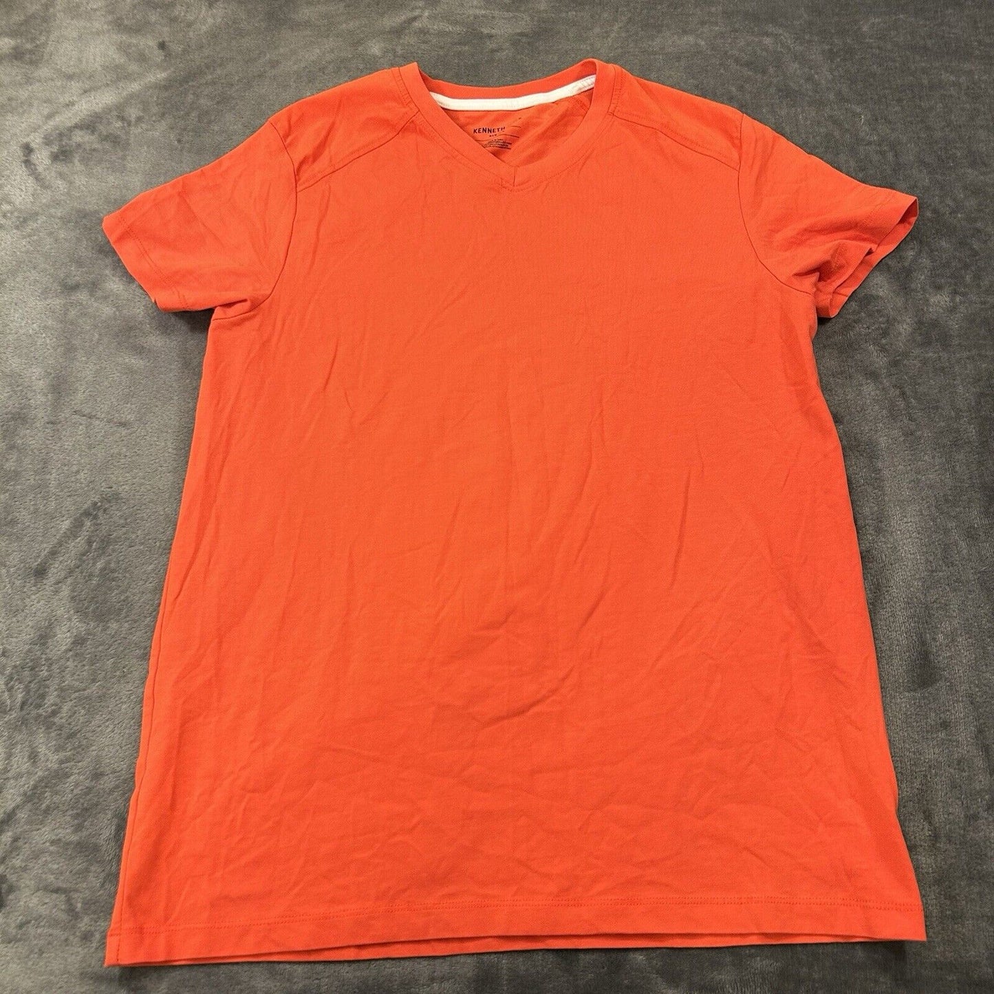 Kenneth Cole Shirt Mens Small Red Orange Short Sleeve Casual T-shirt V-neck