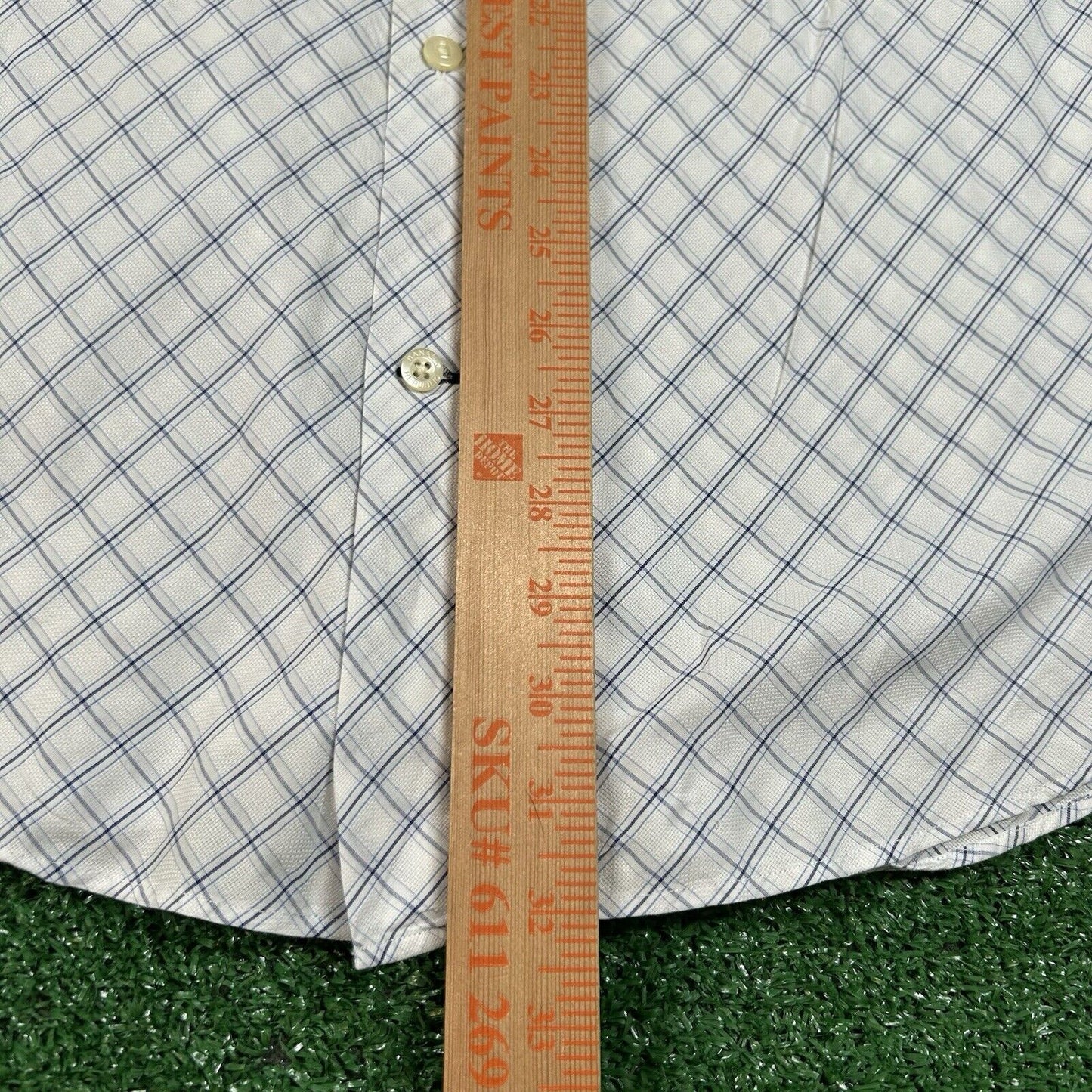 Banana Republic Dress Shirt Mens Large White Blue Diamond Button Up Long Sleeve