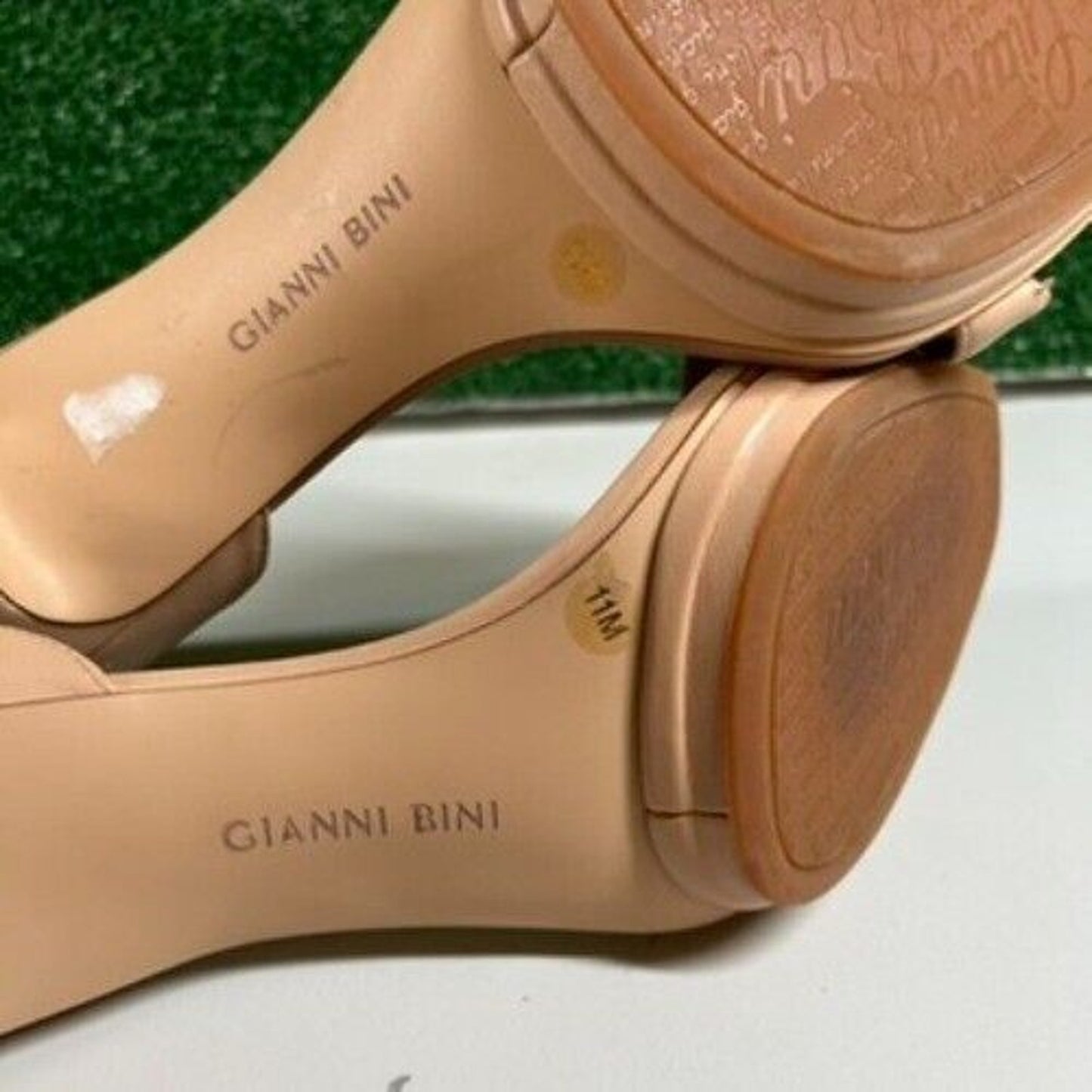 Gianni Bini Nude Heels Stiletto Sandals Slip On Outdoor Summer Womens 11 M