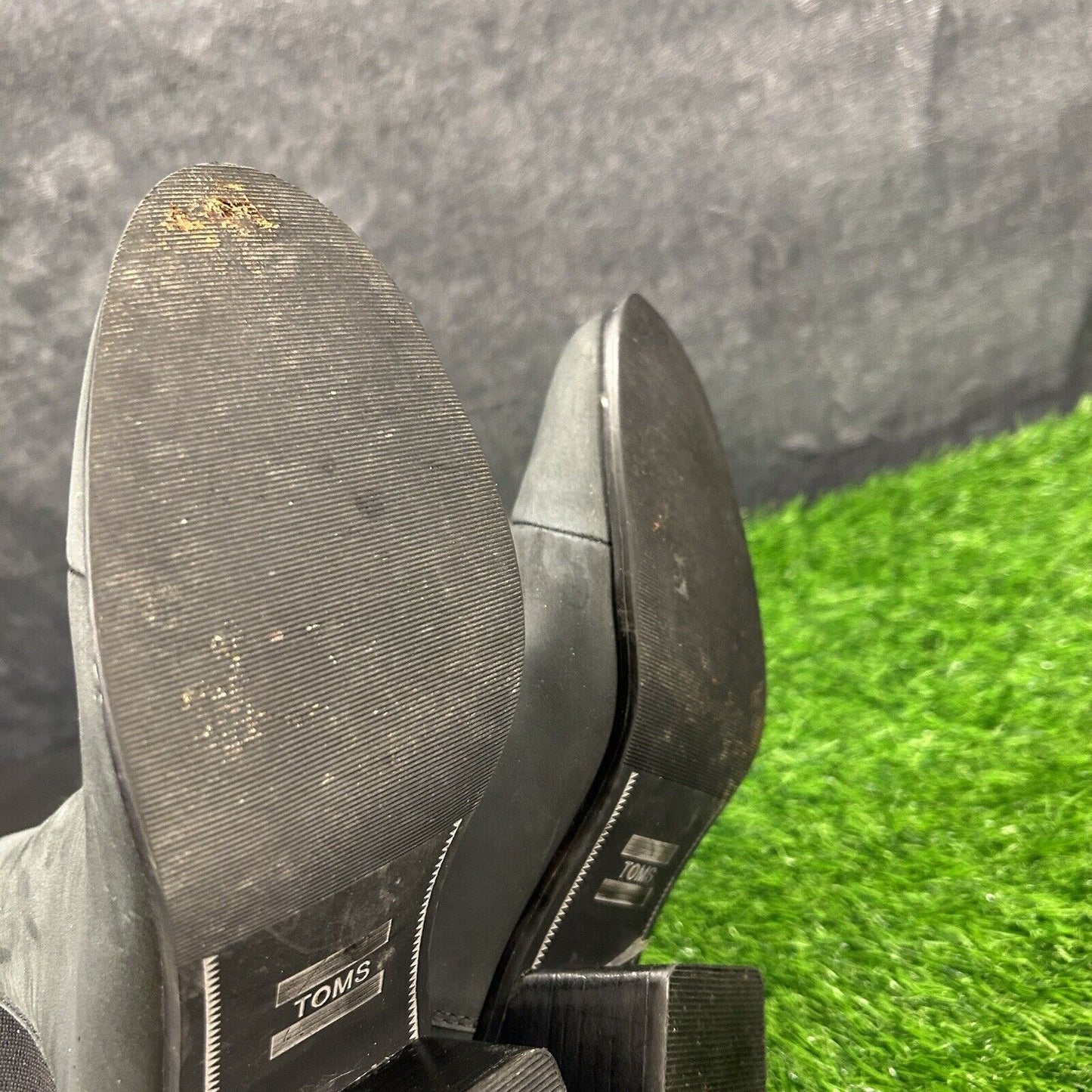 Toms Esme Boots Womens 9.5 Black Leather Ankle Booties Casual Block Heel Chelsea