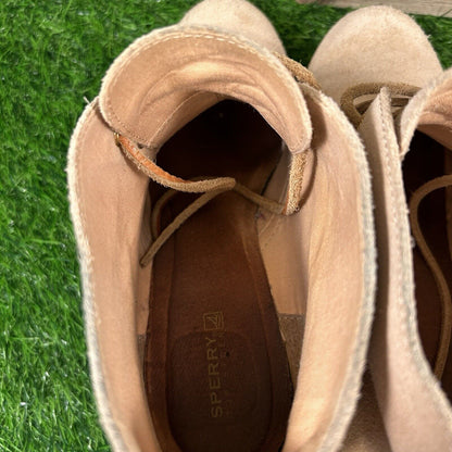 Sperry Harlow Boots Womens 8 M Brown Suede Leather Ankle Booties Casual Wedge