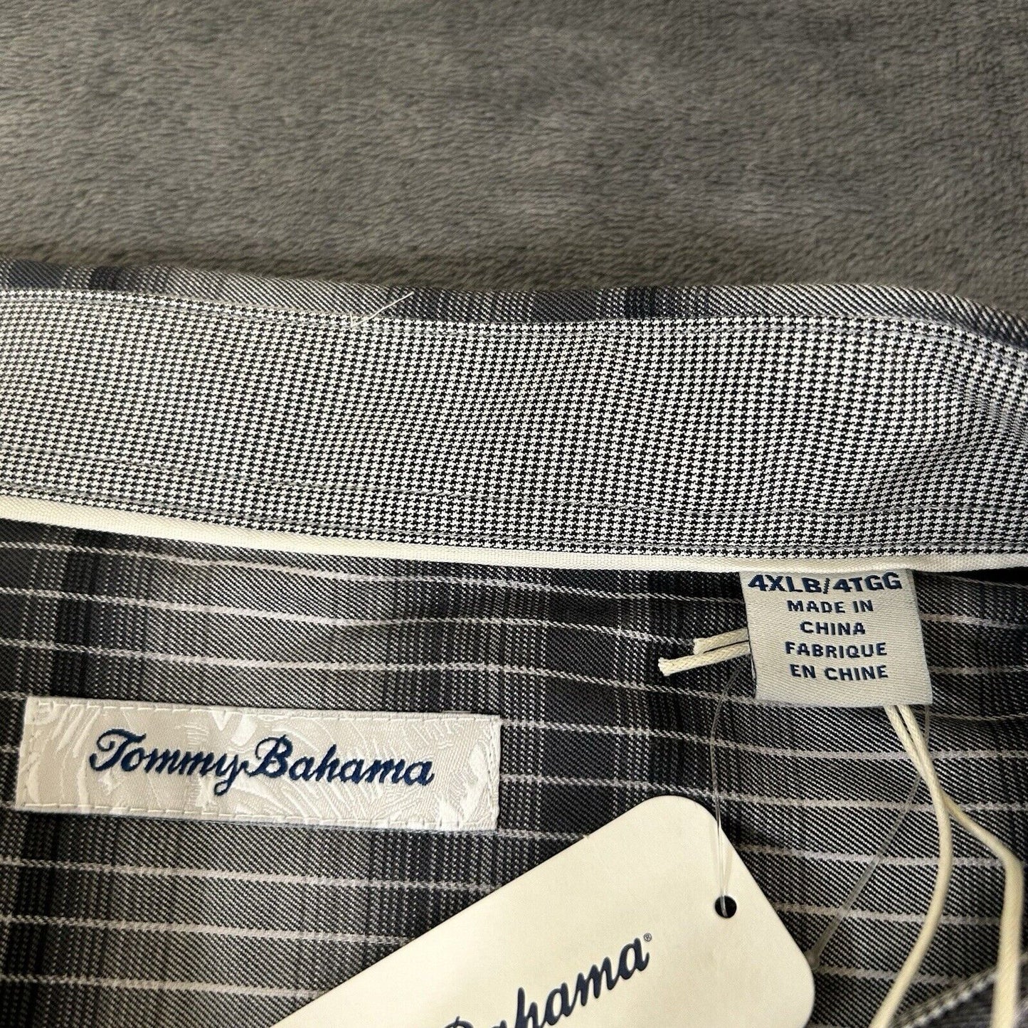 Tommy Bahama Shirt Mens 4XLB Gray Black Lazlo Ombre Stripe Button Up LS NEW $168