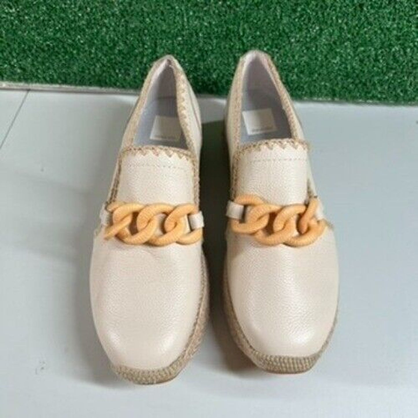 Dolce Vita Jhenee Espadrille Platform Sneaker Chain Slip On Shoes Beige Women 10