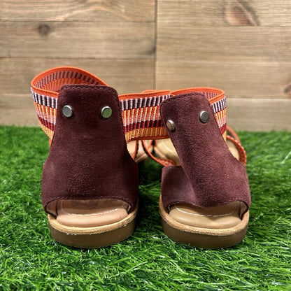 Sorel Ella Zing Sandals Womens 6.5 Orange Red Criss Cross Strappy Casual Comfort