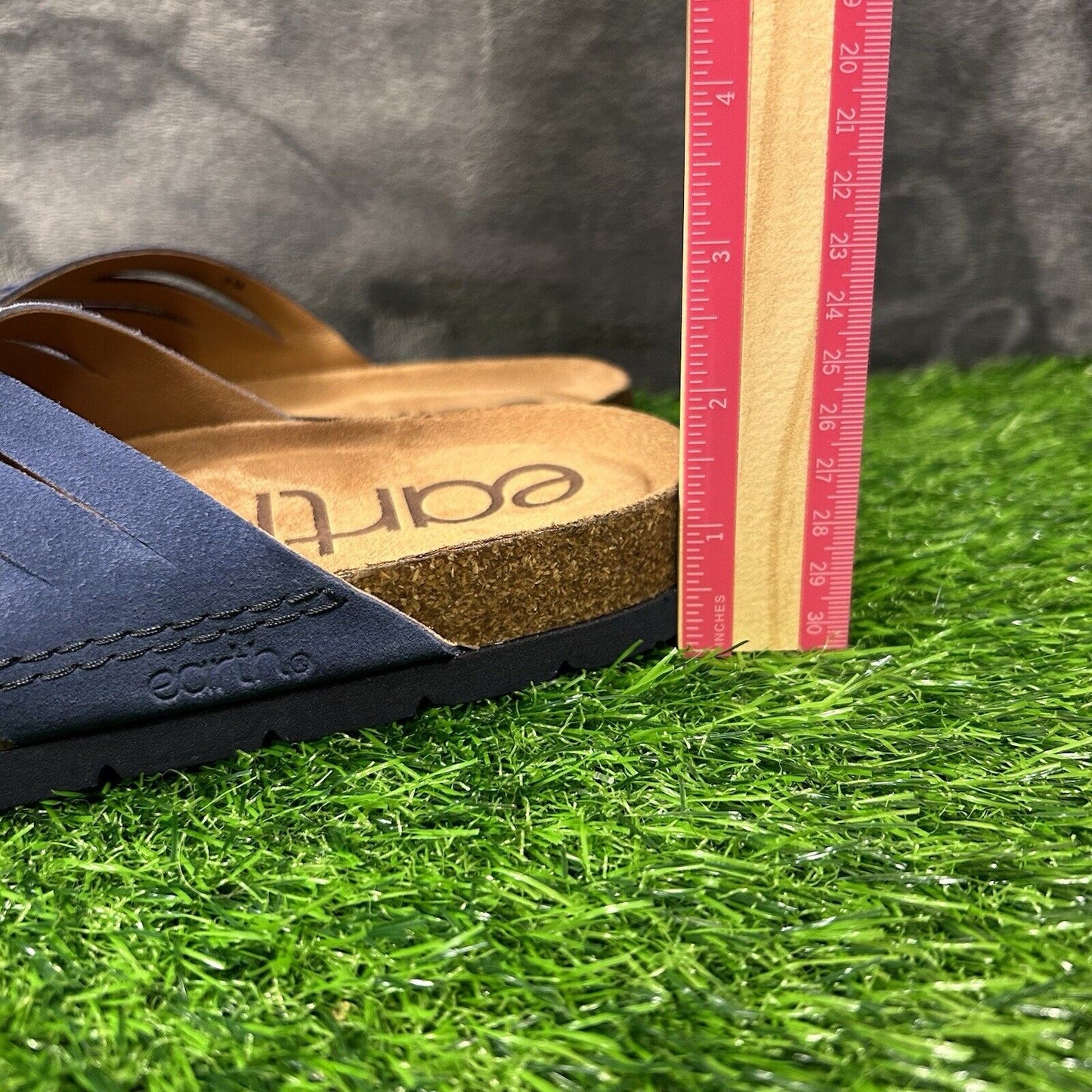 Earth Sandals Womens 9 M Blue Suede Slides Crossband Slip On Casual Comfort