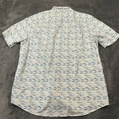 Club Room Shirt Mens Large White Glasses Graphic Button Up Short Sleeve AOP