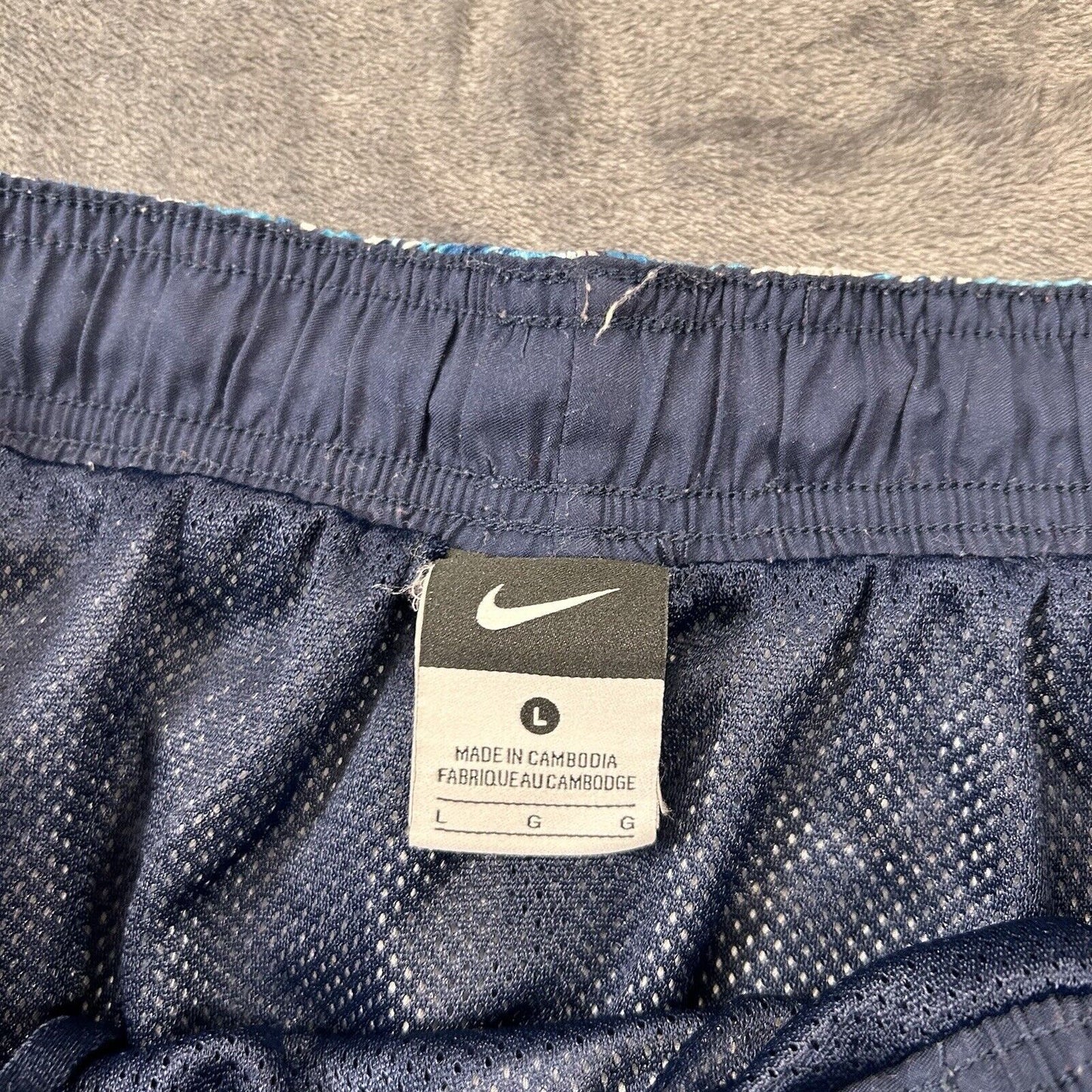 Nike Swim Trunks Mens Large Blue Gray Floral Swimwear Bottoms Board Shorts Beach