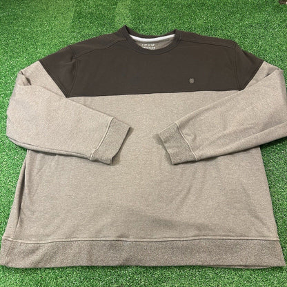 Izod Performance Sweater Mens XXL 2XL Gray Black Pullover Sweatshirt Stretch