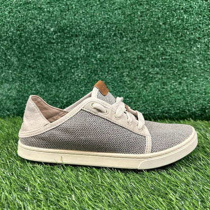Olukai Pehuea Li Women 6 Beige Shoes Sneaker Knit Casual Lace Up Outdoor Preppy