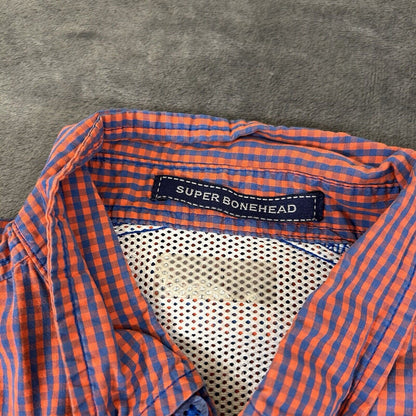 Columbia Florida Gators Shirt Mens Extra Large Orange Blue Check Super Bonehead