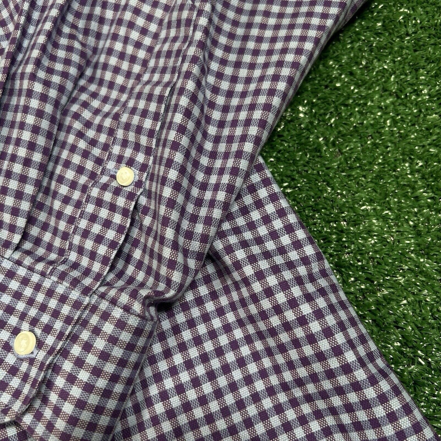 Nordstrom Dress Shirt Mens 17 33 Purple Blue Check Preppy Button Up Long Sleeve