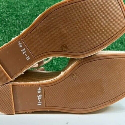 Gianni Bini Platform Espadrille Wedge Sandals Ankle Strap Beige Womens 11 M