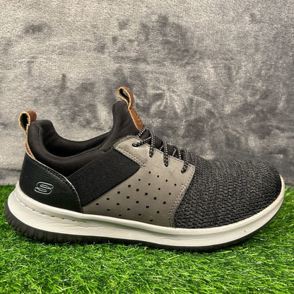 Skechers Delson Mens 8.5 Black Gray Shoes Sneakers Athletic Running Casual Walk