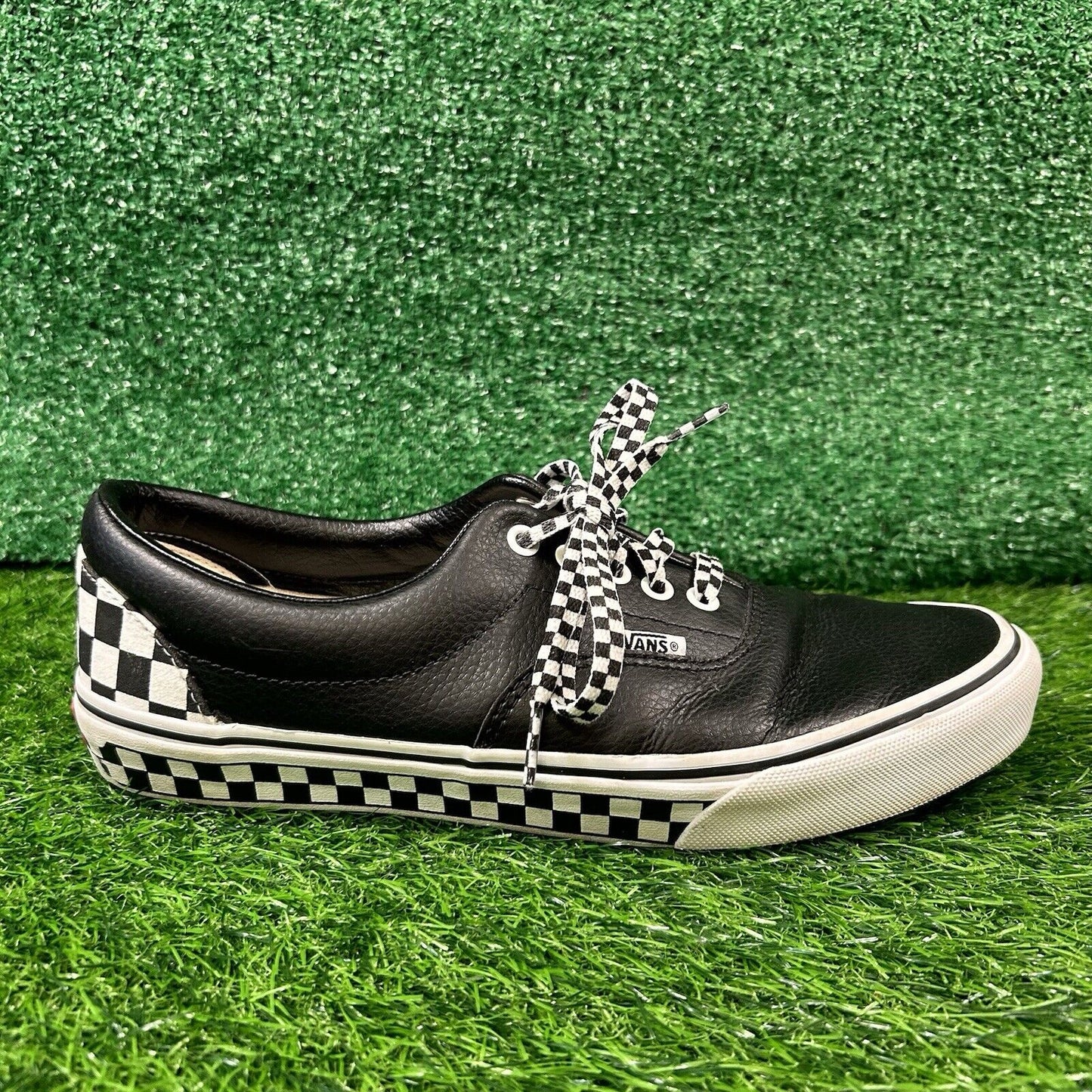 Vans Checkerboard Mens 10.5 M Black White Shoes Sneakers Leather Skateboarding