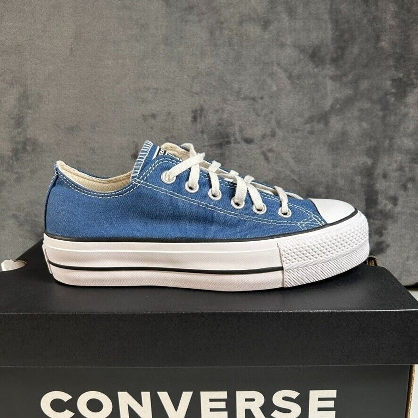 Converse All Star Lift Ox Low Top Platform Sneakers Blue Canvas Shoes Womens 7.5
