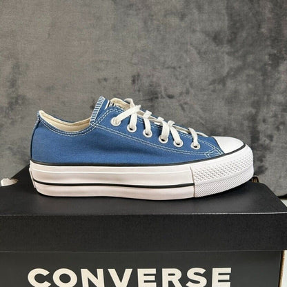 Converse All Star Lift Ox Low Top Platform Sneakers Blue Canvas Shoes Womens 7.5