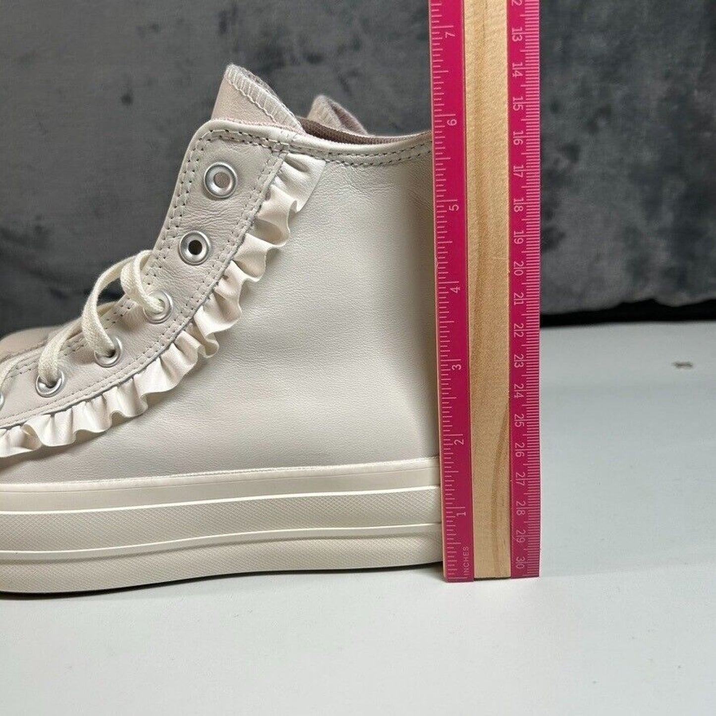 Converse All Star Lift Ruffle High Top Platform Sneakers Shoes White Womens 9