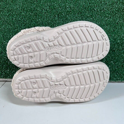 Crocs Classic Blitzen IV Lined Clog Fuzzy Fur Slip On Comfort Beige Womens 8 New
