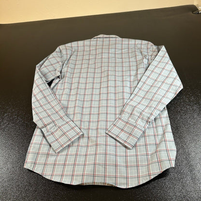 Wrangler Pearl Snap Shirt Mens Small Blue Red Plaid Cowboy Long Sleeve New