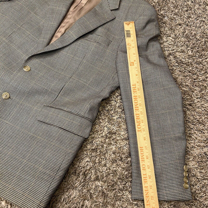 Lauren Ralph Lauren Suit Jacket Mens 44R Brown Black Houndstooth 100% Wool