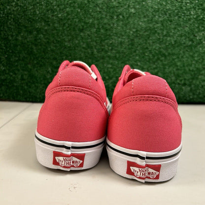 Vans Ward Womens 10 Pink White Shoes Sneakers Canvas Skateboarding Casual NEW