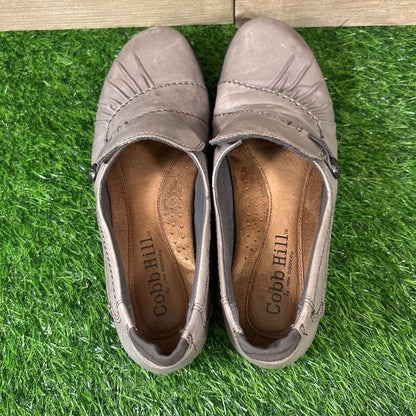 Cobb Hill Paulette Loafers Womens 7.5 M Gray Shoes Leather Casual Comfort Button