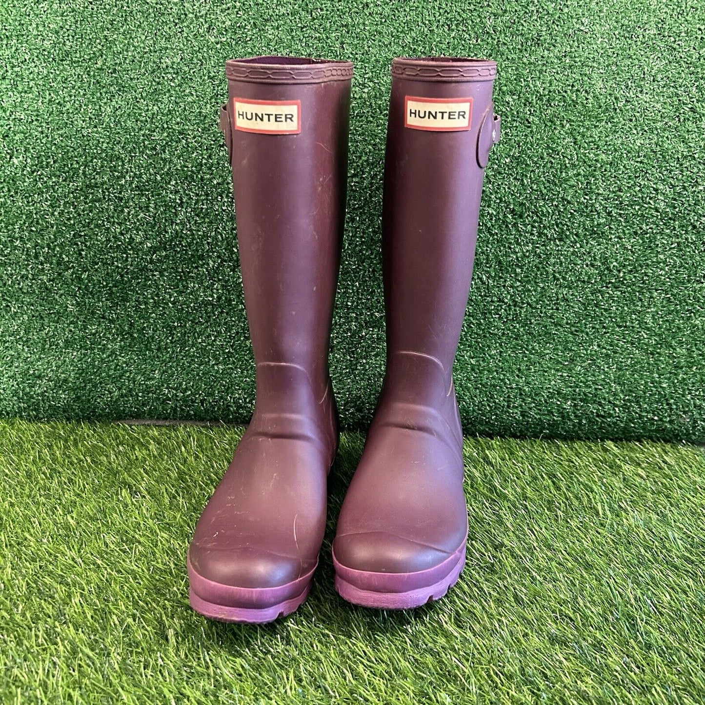 Hunter Original Tall Rain Boots Youth Kids 6 Purple Buckle Rubber Waterproof