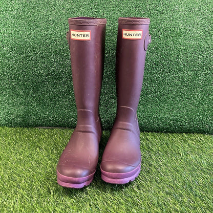 Hunter Original Tall Rain Boots Youth Kids 6 Purple Buckle Rubber Waterproof