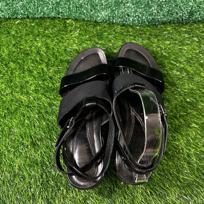 Dansko Addison Sandals Womens 8 M Black Patent Leather Wedge Ankle Strap Outdoor