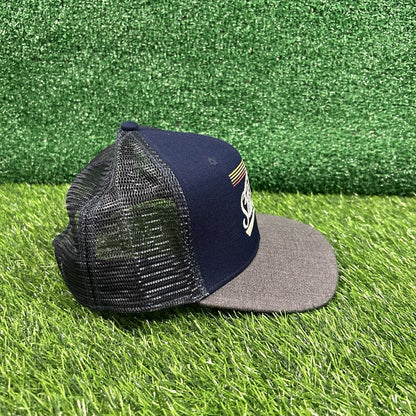 Saucony Trucker Hat Cap Mens Snapback Navy Gray Embroidered Wool Mesh Back