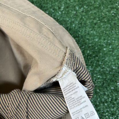 Izod Saltwater Chino Pants Men 30x32" Beige Stretch Pleated Straight Stretch NEW