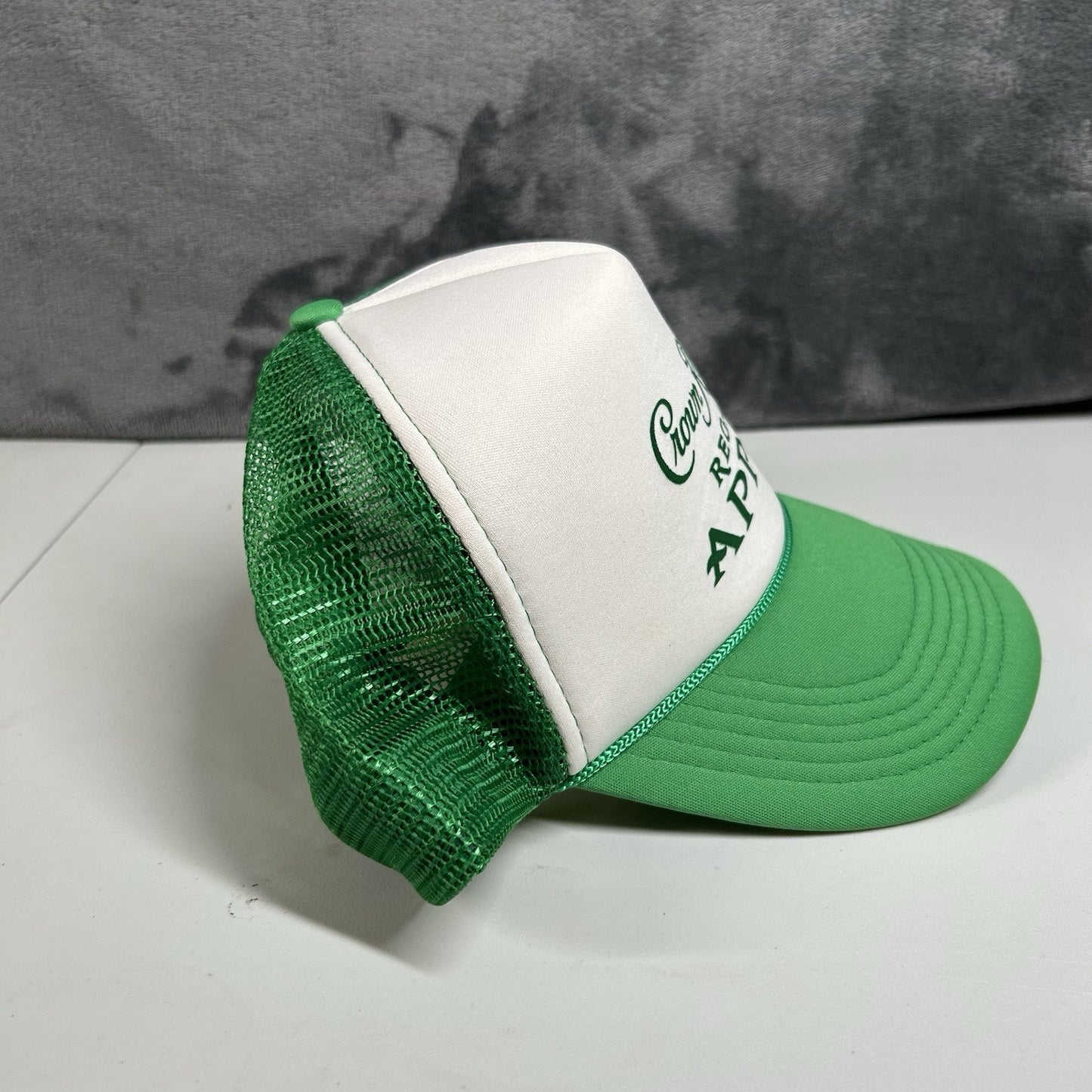 Crown Royal Regal Apple Trucker Hat Cap Mens Snapback Green White Y2K Foam Rope