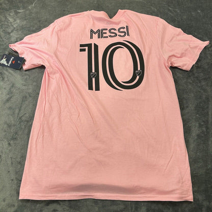 International Miami Messi Shirt Mens Large Pink Short Sleeve Soccer Fanatics NEW