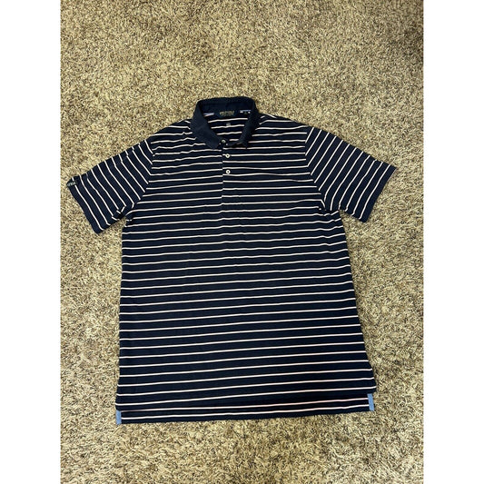 Polo Ralph Lauren Polo Shirt Mens Large Blue Pink Striped Short Sleeve Golf Work