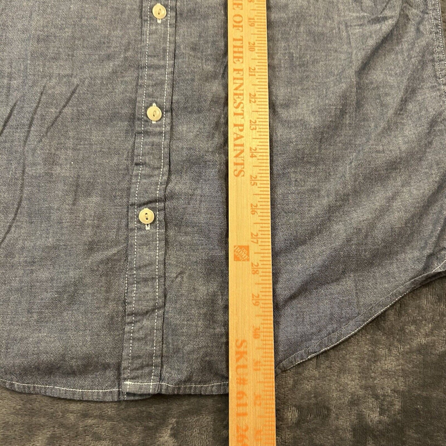 St Johns Bay Shirt Mens Large Blue Button Up Short Sleeve Double Pocket Casual