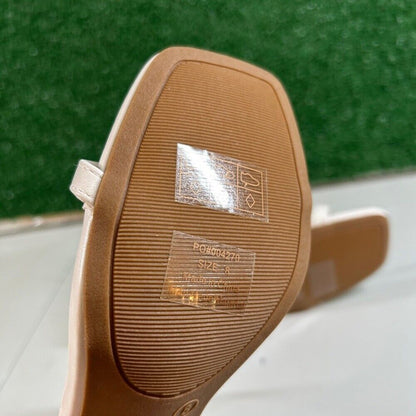 Journee Collection White Sandals Block Heel Ankle Strap Square Toe Womens 8