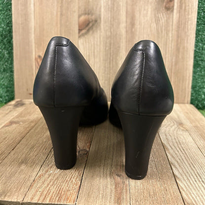 Rockport Total Motion Heels Womens 10 M Black Pumps Leather Slip On Comfort