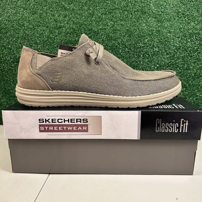 Skechers Melson Raymon Mens 11 Khaki Shoes Loafers Walking Comfort Slip On NEW