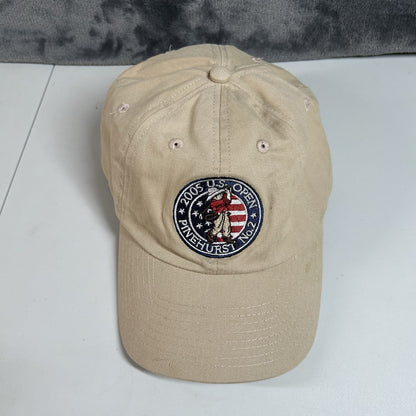 Vintage Golf Hat Cap Mens Strap Back Tan 2005 US Open Pinehurst USGA Adjustable
