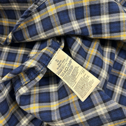 Gap Shirt Mens Extra Large Blue Yellow Plaid Button Up Long Sleeve Work Colorful