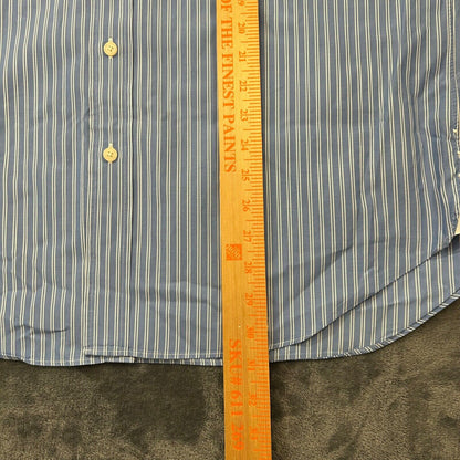 J Crew Shirt Mens Extra Large 17 17.5 Blue White Striped Button Up Long Sleeve