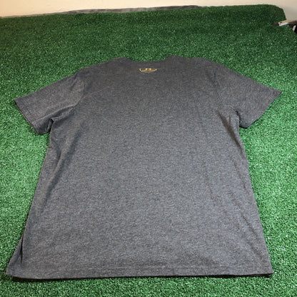 Under Armour Shirt Men Large Gray Camo LogoShort Sleeve Heatgear Casual Hunting