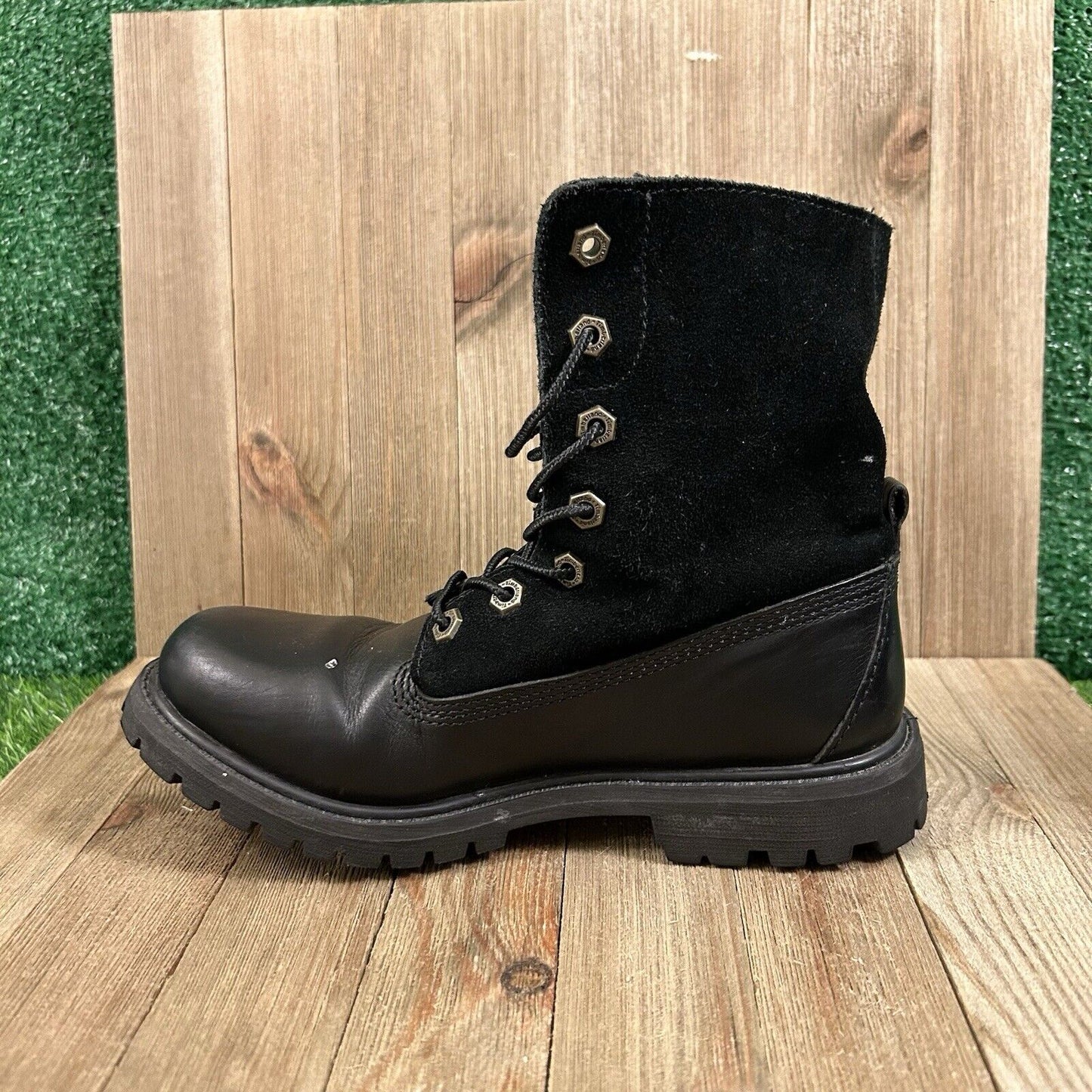 Timberland Authentics Boots Womens 6 M Black Ankle Leather Outdoor Lace Up