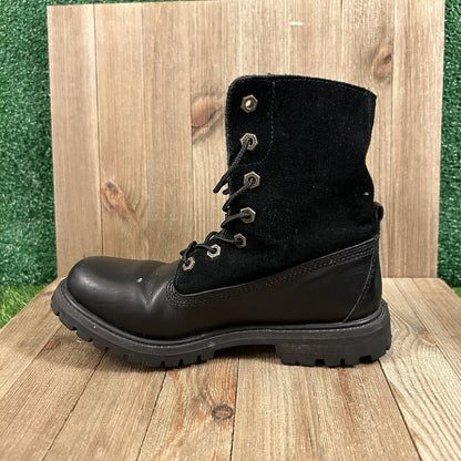 Timberland Authentics Boots Womens 6 M Black Ankle Leather Outdoor Lace Up