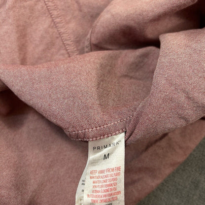 Primark Shirt Mens Medium Red Button Up Long Sleeve Slim Fit 15.5 Work Casual