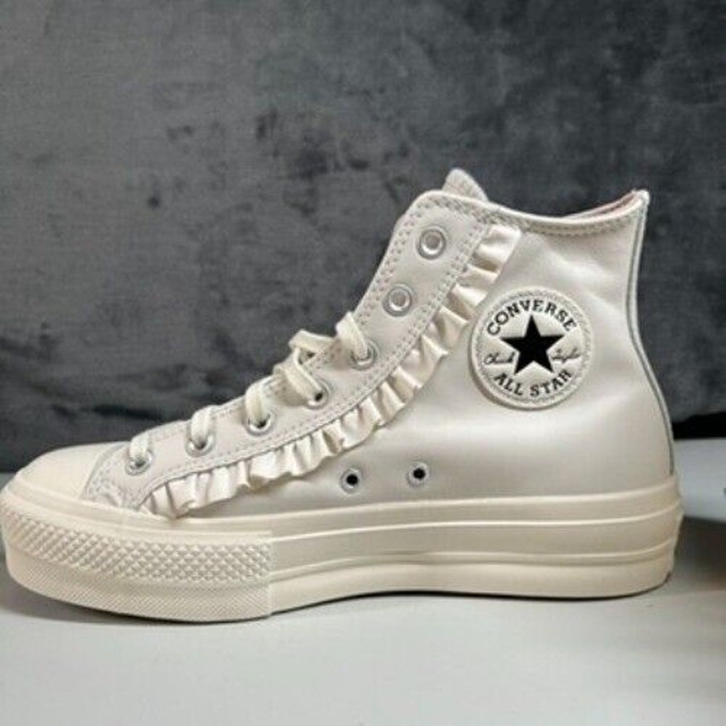 Converse All Star Lift Ruffle High Top Platform Sneakers Shoes White Womens 9