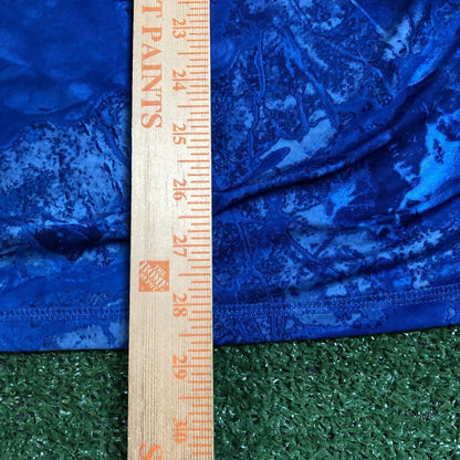 Realtree Fishing Shirt Mens Medium Blue Camo Short Sleeve Athletic Stretch